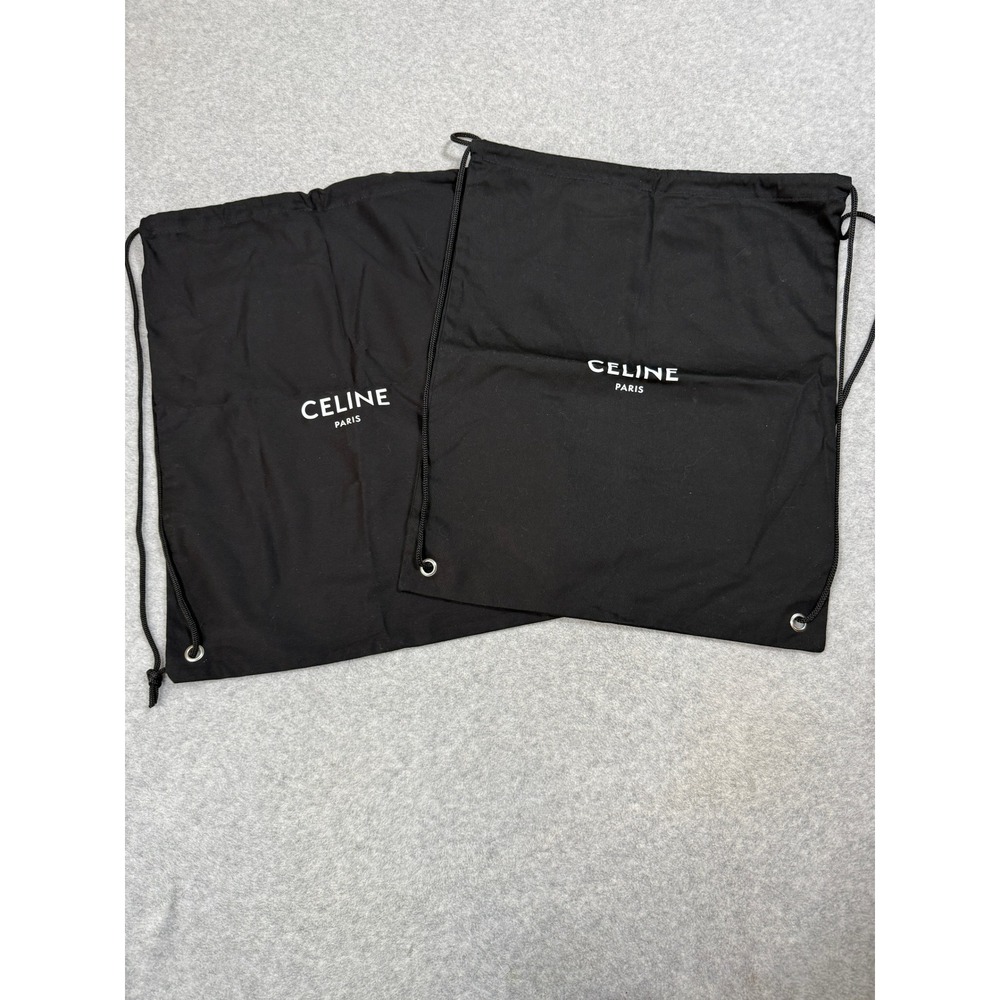 Celine Paris Black Drawstring Dust Backpack Bag Set of 2 Logo Bags